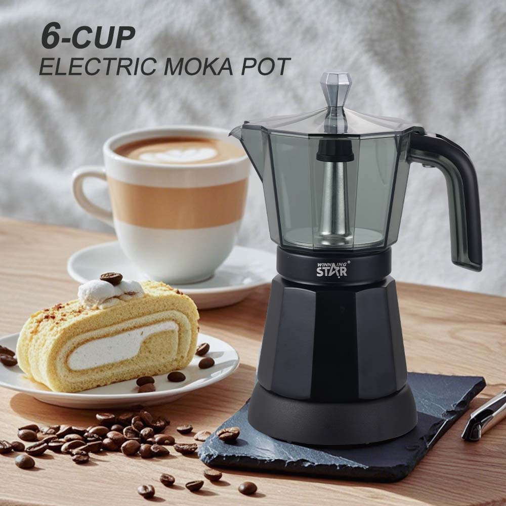 6-Cup Black Electric Espresso Maker