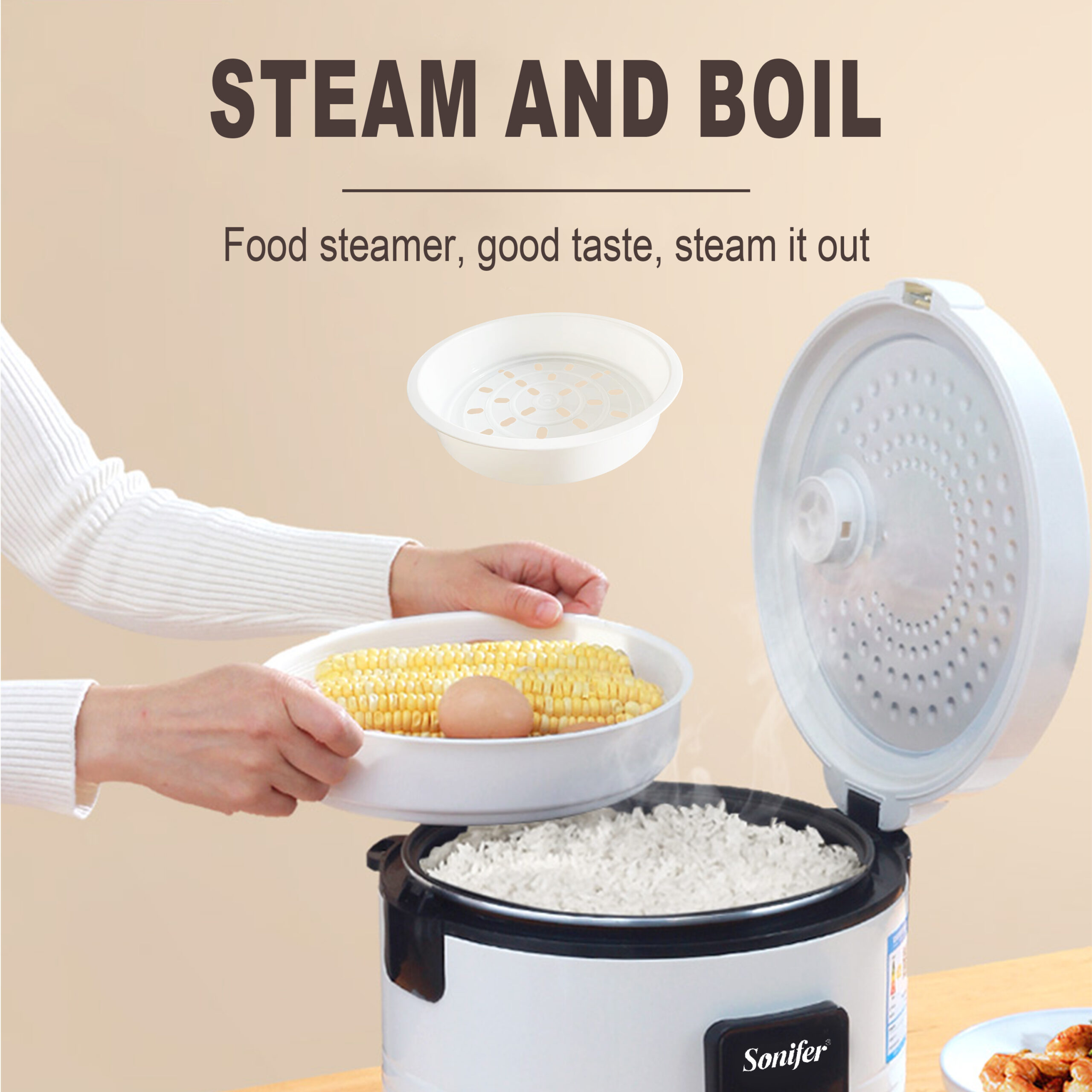 New Kitchen 4L 700W White Electric Rice Cooker with Automatic Switch