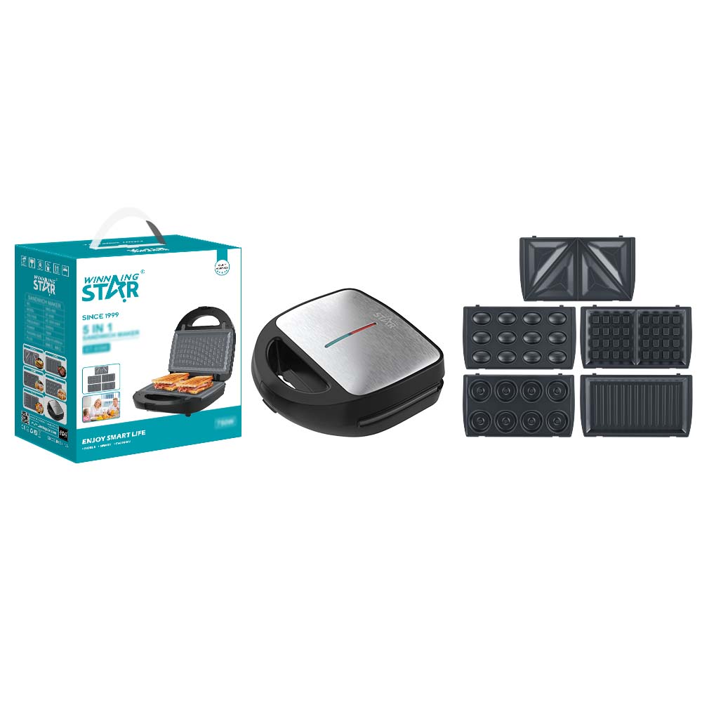 High-Quality 5-in-1 Breakfast Sandwich, Waffle & Donut Maker Set