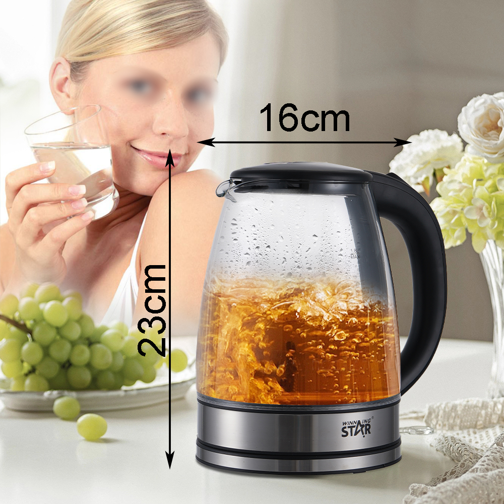 1500W 1.8L Glass & PP Travel Electric Kettle