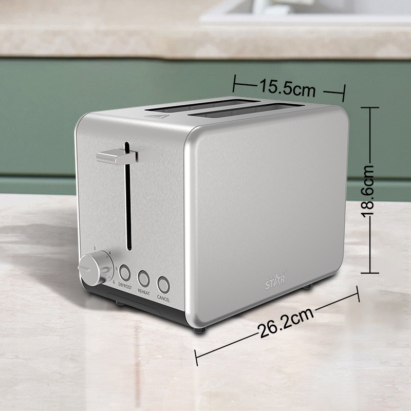730W-870W 2-Slice Stainless Steel Electric Toaster