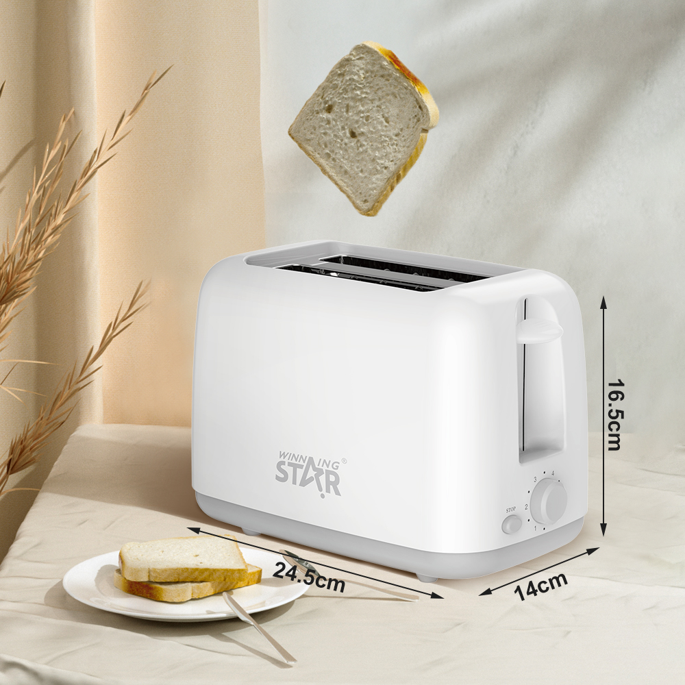 750W 2-Slice White & Stainless Steel Electric Toaster