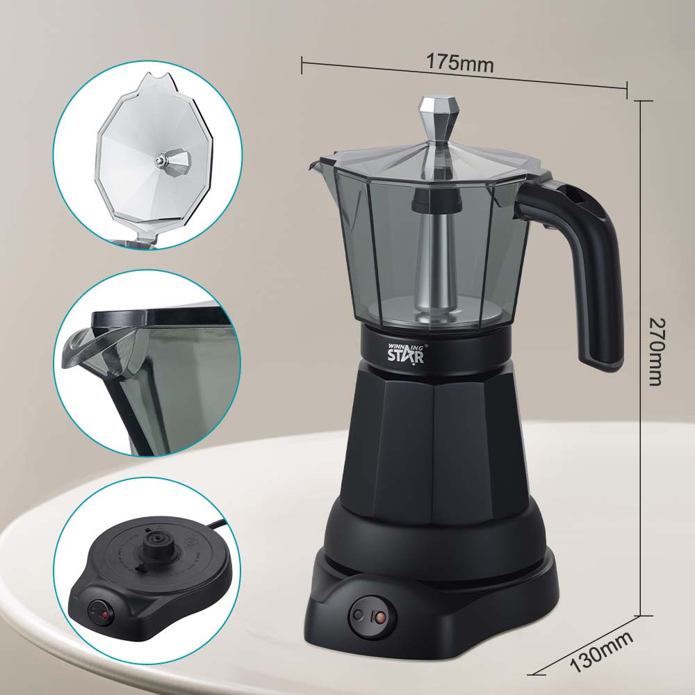 6-Cup Black Electric Espresso Maker