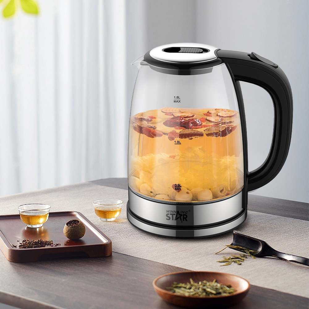 1500W 1.8L Glass & PP Travel Electric Kettle