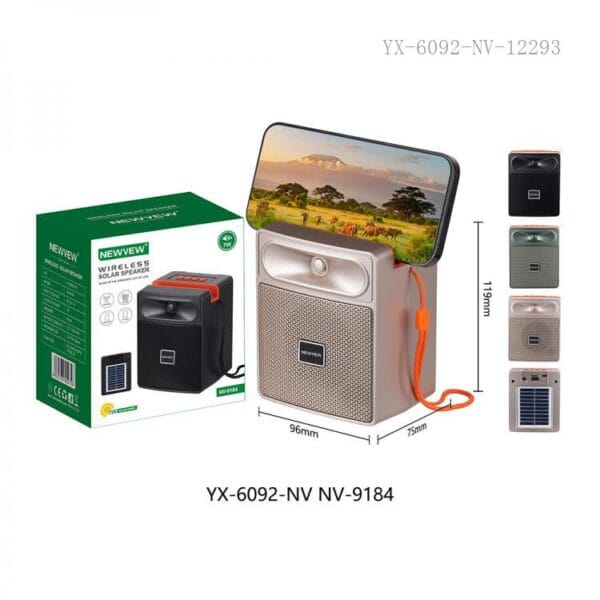 NEWVEW NV-9184 SOLAR BLUETOOTH SPEAKER (7W) – BURUDANI NA SOLAR PANEL! ☀️🎶✨